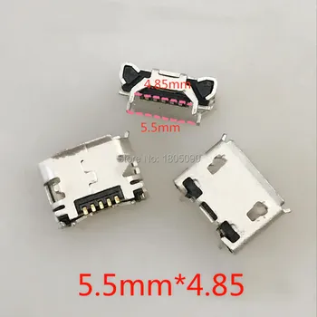 100vnt Micro USB 5pin Lizdas Jautis ragų 5.5*4.85 mm Mini usb Jungtis DIP4 už 8600 Mobiliųjų telefonų įkrovimo uodega lizdas