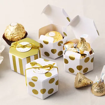 100vnt Mini Mielas Aukso Turas Dot Aukso Dryžuotas Popieriaus, Saldainių Dėžės, Baby Shower dovanų dėžutėje Gimtadienis, Vestuvės Favor Dėžutę