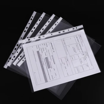 100VNT Skaidrios PVC atminties Kortelės Turėtojas A4 formato Segtuvų Žiedams Sąsiuvinis 6 Skylę Maiše Paketas Užtrauktukas Įterpti Papildymo Dokumentas Krepšys