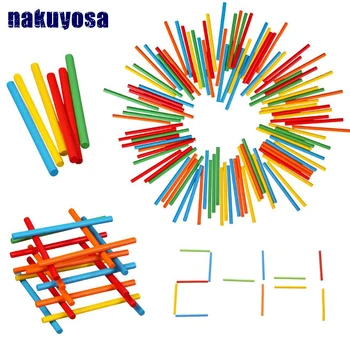 100vnt Spalvinga Bambuko Skaičiavimo Lazdelės Matematikos Montessori Mokymo priemonių Skaičiavimo Lazdele, Vaikų Ikimokyklinio Matematikos Mokymosi Žaislas
