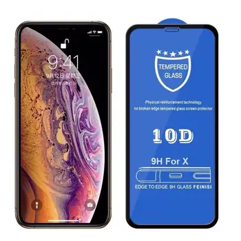 10d visas klijai apsauginis stiklas iphone 6 6s 7 8 plus x xr xs xsmax 12 mini pro 11 max stiklo ekranas ekrano apsaugos plėvelė 9h