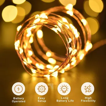 10M 100 LED Žvaigždėtą String baterija Žibintai Pasakų Micro LED Skaidrus Varinės Vielos Šalies Kalėdų Vestuves lauko