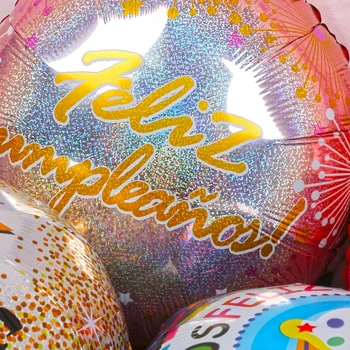 10pc 18inch Lazeris Apvalių Feliz Cumpleanos ispanijos Happy Birthday Party 