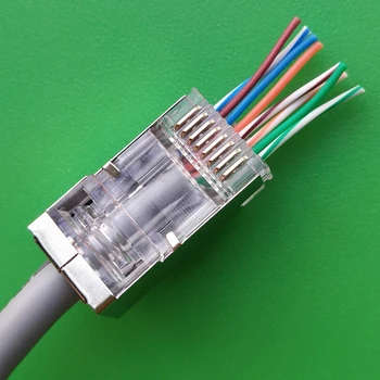 10PC CAT6 RJ45 Jungtis Modular Plug Kompiuterio Ethernet Kabelis UTP Auksą, Padengtą Gigabit Tinklo Fiksavimo Ekranuoti Kristalų Vadovas