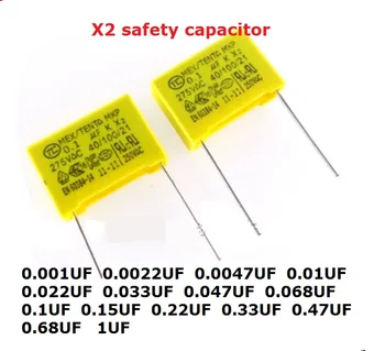 10PC X2 saugos kondensatorius 275VAC 0.1 uf 0.001 uf 0.0022 uf 0.0047 0.01 uf uf 0.033 uf 0.022 uf 0.047 uf 0.068 0.1 uf uf 0.15 uf 1uf 0.68 UF
