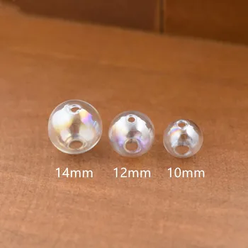 10pieces dvigubai skylę spalvinga 10mm 12mm kaip 14mm tuščiaviduriai stiklo kamuolys stiklo pasaulyje buteliuką pakabukas papuošalai išvados priėmimo