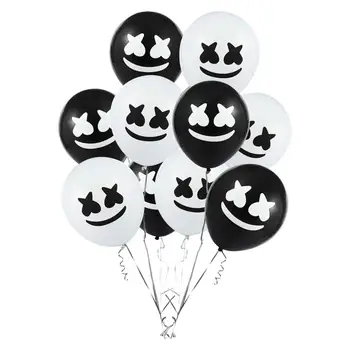 10vnt 12inch kaukė balionai balta juoda Elektronikos gamintojų DJ kaukė muzikos Festivalis,, apdailos Lateksiniai balionai Marshmello balionai