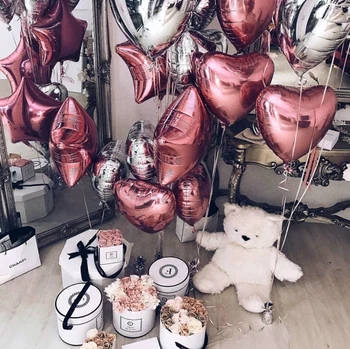 10vnt 18inch 45cm tyros širdies balionai aliuminio folija helio globos vestuvės santuoka gimtadienio dekoro Valentino Diena reikmenys