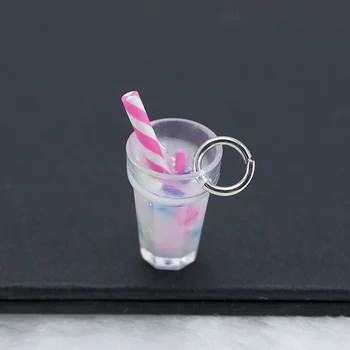 10vnt 26mm*12mm Vaivorykštės Spalvomis 3D Dervos boba atkarpa Arbatos Puodelio Pieno Arbata Sippy Cup Vaisių skiltelės Butelis 