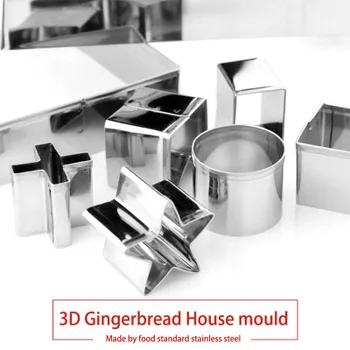10vnt 3D Meduoliai su imbiero priedais namai Nerūdijančio Plieno Kalėdų Scenarijus Cookie Cutters Nustatyti Kepimo Formą Minkštas Cutter Kepimo Įrankis