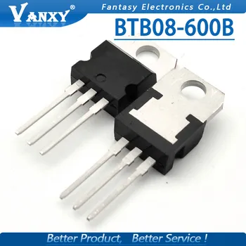 10VNT BTB08-600B TO220 BTB08 BTB08-600-220 08-600B 600V TO-220 simistorių jungiklis