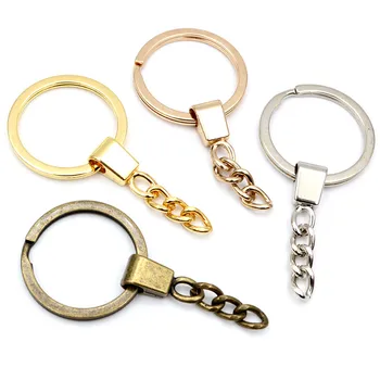 10vnt/daug Klavišą Ring ( Žiedo Dydis: 30mm ) Key Chain Rodis Bronzos Auksą, Sidabrą, 50mm Ilgio Apvalių Padalinta Keychain Keyrings Didmeninės