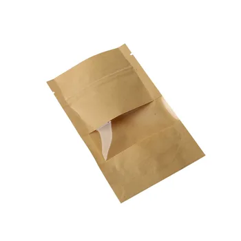 10vnt/daug Kraft Paper Bag Savarankiškai Sandarinimo Maišelį su Lango Uždaroma Ziplock Atsistoti Maišeliai Maisto Pakavimo Krepšiai