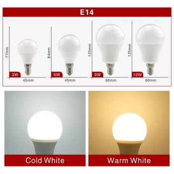 10vnt/daug LED Lemputė E27 E14 20W 18W 15W 12W 9W 6W 3W Lampada LED Šviesos AC 220V Bombilla Prožektoriai, Apšvietimas Šalta/Šilta Balta Lempos