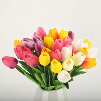 10vnt Dirbtinės Gėlės Tulpės, Nekilnojamojo Touch Gėlių PU Tulp Puokštė Dekoro Mariage Namuose Šalis Vestuvių Papuošalai Netikrą Gėlių