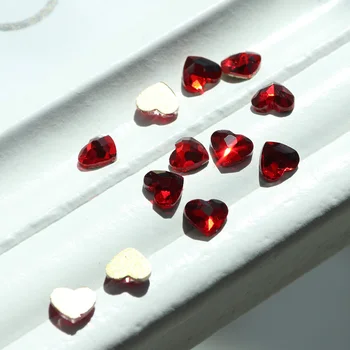 10vnt Flatback Spalvinga Širdies Nagų Cirkonio Nagai Meno, Papuošalų, Kristalų, Stiklo, Akmens, Manikiūro 3D Blizgios Masės Perlas JI991