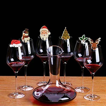 10vnt Kalėdinė Taurė Kortelės Kalėdos Šalis Santa Hat Vyno Stiklo Dekoravimas Namuose Lentelės Vietą Papuošalai Kalėdų Šalies Prekių