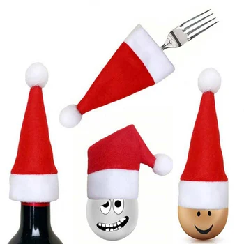 10vnt Kalėdų Dekoratyviniai Indai Mini Kepurės Kišenėje Peilį, Šakutę, Šaukštą Turėtojai Kalėdų Stalo Dekoracija Namuose Kalėdos Prekes