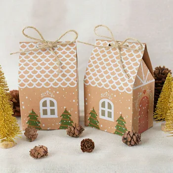 10vnt Kraft Popieriaus Dėžės Kalėdų Dovanų Dėžutėje Namas Formos Saldainių Dėžutė Maisto Slapukus Pakavimo Gimtadienis, Vestuvės, Džiaugtis Krepšiai