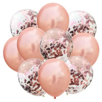 10VNT latekso balionų ir konfeti gimtadienio apdailos sumaišyti rose gold vestuvės baby shower helio