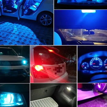 10VNT LED Automobilių Pleišto Stovėjimo Šviesos Pusėje Durų Lemputė Prietaisų Lempa Auto Licenciją Plokštelės Lemputė T10 W5W WY5W 168 501 2825 COB