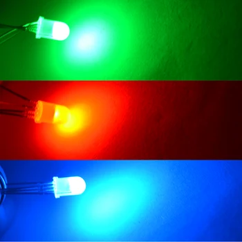10vnt Min F5 5mm Turas 4pin LED Išsklaidytos RGB Tri-colour Bendro Katodo Raudona Žalia Mėlyna Diodai LED Lempos, Lemputės, Šviesos Diodai