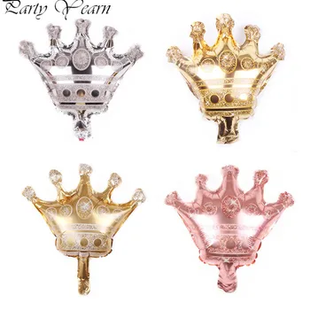 10vnt Mini Rose Gold Crown Folija Balionai Princess Crown Laimingas Gimtadienio Dekoracijos Vaikams 1st Baby Shower Staigmena Globos