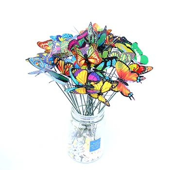 10VNT Miniatiūriniai 7CM PVC Drugelis Spalvinga Soduose Kuolai Sodo Ornamentas, Lauko Vazonams Dekoruoti Gėlių kompozicijų Dekoro 
