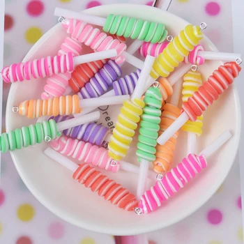 10vnt Naujas Spalvingas Lollipop Saldainiai Dervos Pakabukai Pakabukas Papuošalai Priėmimo 