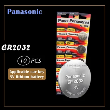 10vnt originalus, visiškai naujas akumuliatorius skirtas PANASONIC cr2032 3v mygtuką ląstelių monetos baterijas žiūrėti kompiuterį cr 2032