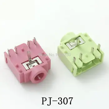 10vnt PJ-307 PJ307 3.5 mm Stereo Jack Lizdas, Audio Jack Jungtis, PCB 3F07 5vnt rožinė ir 5vnt žalia