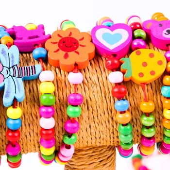 10vnt rankų darbo spalva sumaišyti apyrankės apyrankės apyrankės gyvūnų animacinių filmų mediniai karoliukai žaislas vaikams dovanų