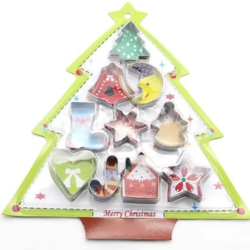10VNT/Set Nerūdijančio Plieno Kalėdų Cookie Cutters Kalėdų Medžio Star House Varpai Snaigės Kepimo Sausainių Tortas Minkštas Pelėsių