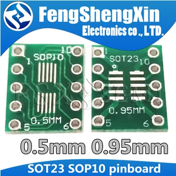 10vnt SOT23 SOP10 MSOP10 Umax SOP23 į DIP10 Pinboard SMD PANIRTI Adapterio Plokštė 0,5 mm/0.95 2.54 mm mm CINKAVIMAS pin PCB Perdavimo Valdyba