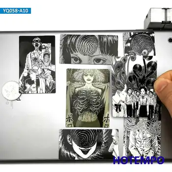 10vnt Teroro Manga Meno Lipdukai Junji Itou Kawakami Tomie Spiralės už Mobilųjį Telefoną, Nešiojamąjį kompiuterį Bagažo Riedlentė Siaubo Komiksų Lipdukas