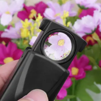 10X LED Lankstymo didinamasis stiklas Mini Pocket Mikroskopo Objektyvo Papuošalai Skaityti didinamasis stiklas
