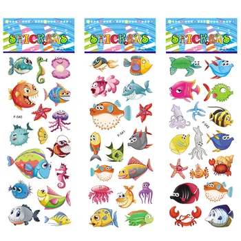 12 Lapų/pak Vaikams, Žaislas, Lipdukai Kūrybos Mielas jūros Dugno Gyvūnų, Žuvų, PVC Lipdukas, skirtas 