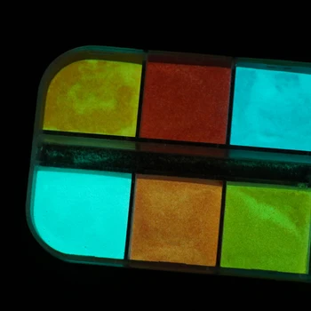 12 spalvų/Set Fluorescencijos Nagų Blizgučiai Milteliai Šviesiai Šviesos itin smulkios kietosios Žėrintis Tamsus Pigmentas Neon Fosforo Nagų Dulkių TRYS