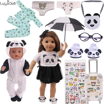 12 Vnt Mielas Panda Temą Lėlės Drabužius, Aksesuarus Pasirinkti, 18 Colių Mergina Lėlės ir 43 cm, Naujas Gimęs Kūdikis Elementus ir Mūsų Kartos