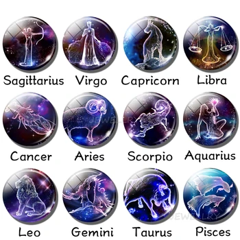 12 Zodiako Ženklų Stiklo Kupolas Žvaigždynų Pakabukas Karoliai Bižuterijos Moteris Mergelė, Vėžys, Vėžys, Avinas, Dvyniai Gimtadienio Dovana