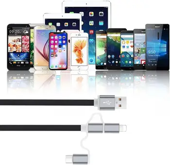 120cm 3 In 1 USB Įkrovimo Kabelis iPhone & Micro USB ir USB C Bagažo Krovimo Laidas Iphone 12 