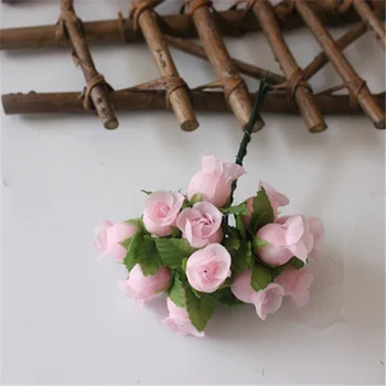 12pcs 2cm rankų darbo mini šilko rožių puokštė dirbtinių gėlių, vestuvių dekoravimas 