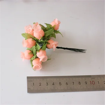 12pcs 2cm rankų darbo mini šilko rožių puokštė dirbtinių gėlių, vestuvių dekoravimas 