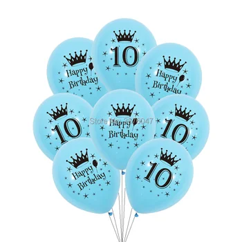 12pcs/daug 9-10 metų gimtadienio balionas vaikai, berniukas ir mergaitė, rausva, mėlyna gimtadienio dekoracijas numeris 9 10 laimingo gimtadienio balionai