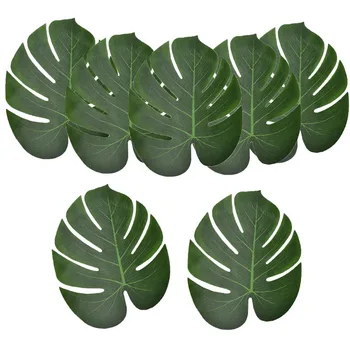 12pcs Dirbtinis Žalios Lapinės Monstera Palmių Lapų Havajų Luau Šalis Papuošalai Vestuvių Stalo Dekoracija Augalų, Gėlių, Lapų