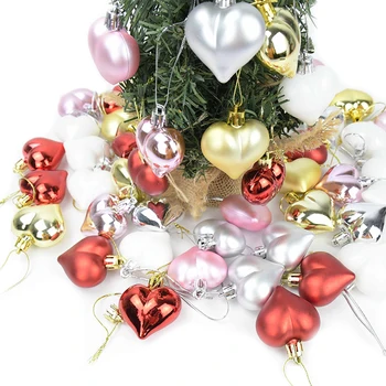 12Pcs Plastiko Širdies Ornamentas už Christams Medžio Dekoro Kalėdų kamuoliukus, Papuošalai Namuose Kabo Vestuvių Širdies Formos Prekes