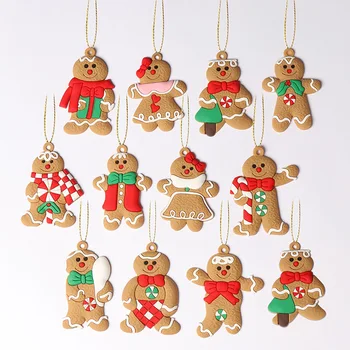 12PCS /Set Meduoliai su imbiero priedais Vyras Kalėdų Papuošalai Kalėdų Medžio Sniego Pakabukas Apdaila
