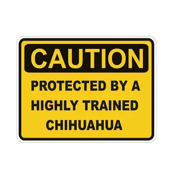 13*10cm Atsargiai Apsaugotas Čihuahua Įspėjimo Juokinga Automobilio Lipdukas Šuo Pet Automobilio Lango Lipdukas Vandeniui Vinilo Automobilių Reikmenys