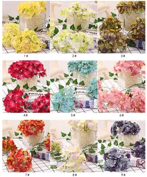 13-15cm Hydrangea Gėlių Galvą 27 Šakutės Vestuves Dekoratyvinės Šilko Gėlės 