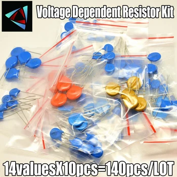 140pcs/daug 14values x10pcs Dažniausiai varžai 5D471K~10D241K 10D nustatyti Varistor Rezistorius Pack rinkinys asorti